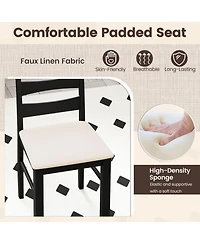 Sugift High Back Dining Room Chairs Set of 2 with Padded Seats and Hollowed Backrest Faux Linen Upholstery