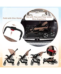 Toddler Travel Stroller for Airplane with Adjustable Backrest and Canopy