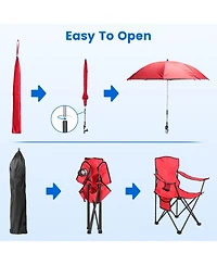 Zeny Camping Chair with Umbrella Lightweight Foldable Outdoor Cup Holder Detachable Sun Canopy Carrying Bag