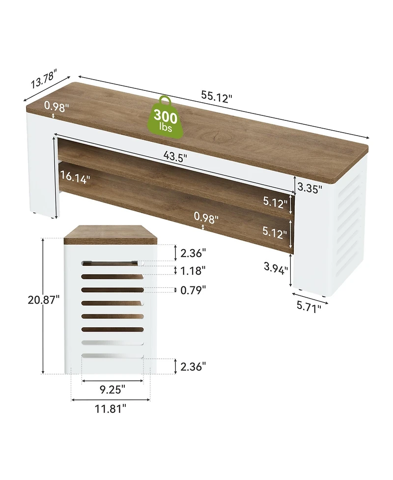 Tribesigns 55" Shoe Bench, 3 Tier Entryway Bench, 15 Pairs