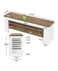 Tribesigns 55" Shoe Bench, 3 Tier Entryway Bench, 15 Pairs
