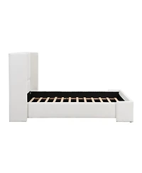 Streamdale Furniture Elegant White Fabric Upholstered Bed with Tall Headboard