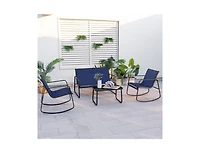 Boyel Living 4 Piece Patio Rocking Set with Glass