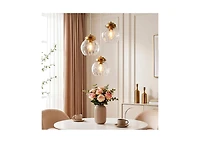 Tribesigns 3-Light Pendant Lighting Fixtures with Adjustable Hanging Cords, Hammered Glass Globe Shades