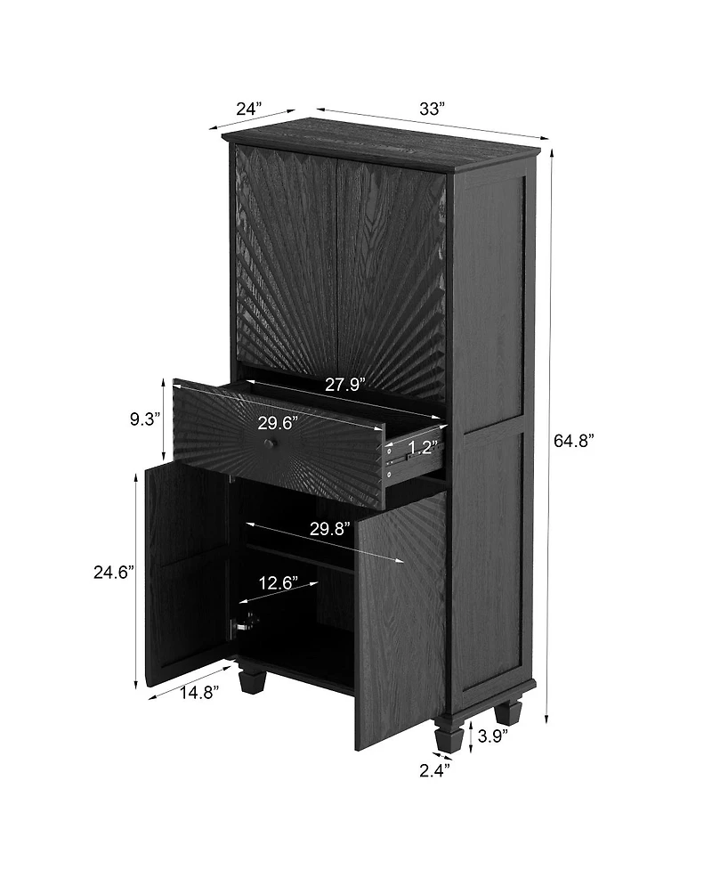 Streamdale Furniture Streamdale 64.5" 4-Door Buffet Cabinet with Drawer and 3D Wood Doors