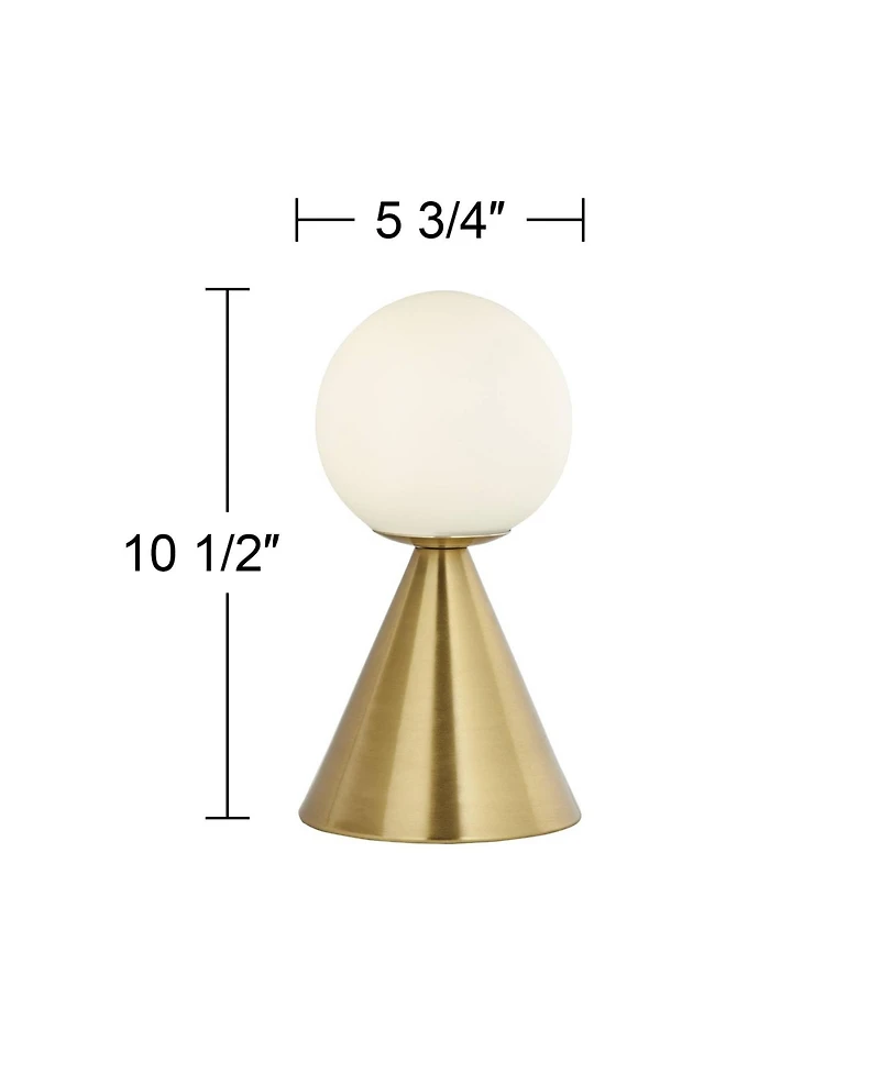 360 Lighting Mobley 10 1/2" High Small Mid Century Modern Glam Accent Table Lamp Metal Single Glass Shade Living Room