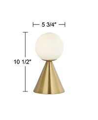 360 Lighting Mobley 10 1/2" High Small Mid Century Modern Glam Accent Table Lamp Metal Single Glass Shade Living Room
