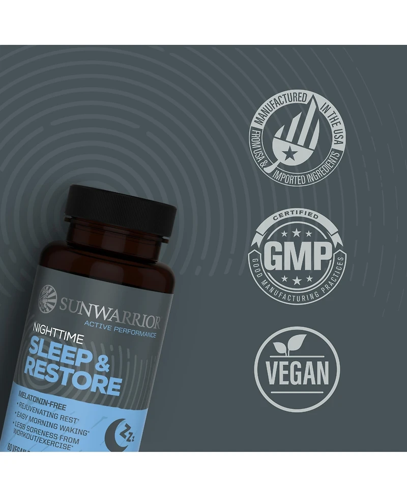 Sunwarrior Active Sleep and Restore Capsules, 60 Capsules, 30 Servings