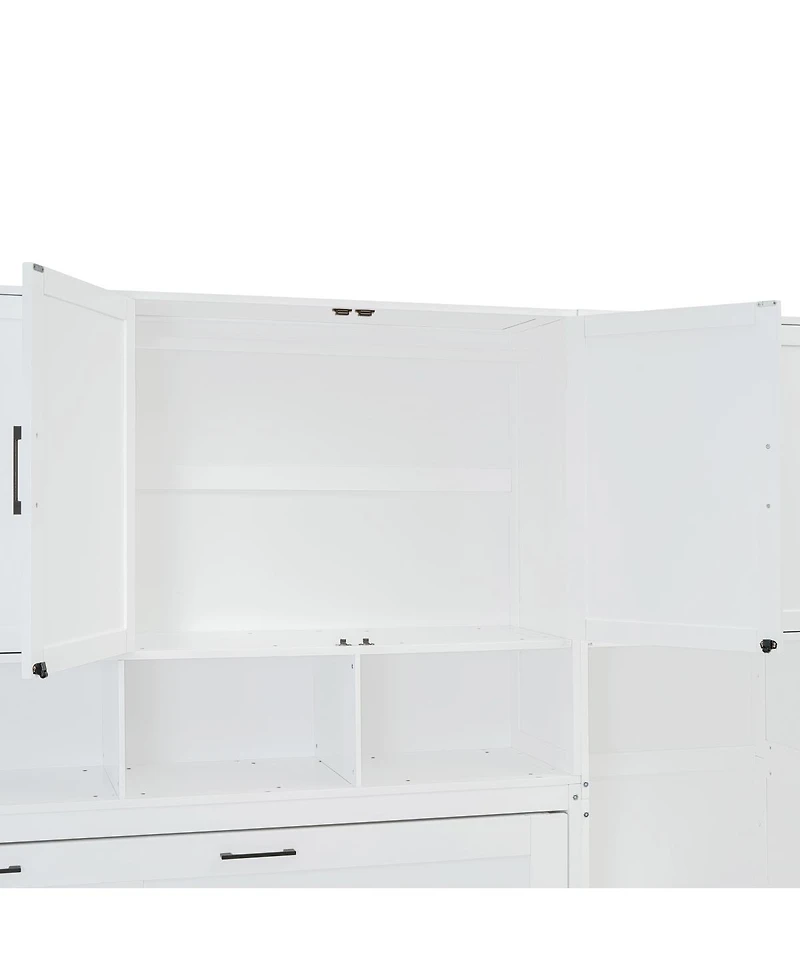 Streamdale Furniture Twin Murphy Bed with Closet, Drawers and Desk