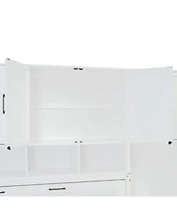 Streamdale Furniture Twin Murphy Bed with Closet, Drawers and Desk