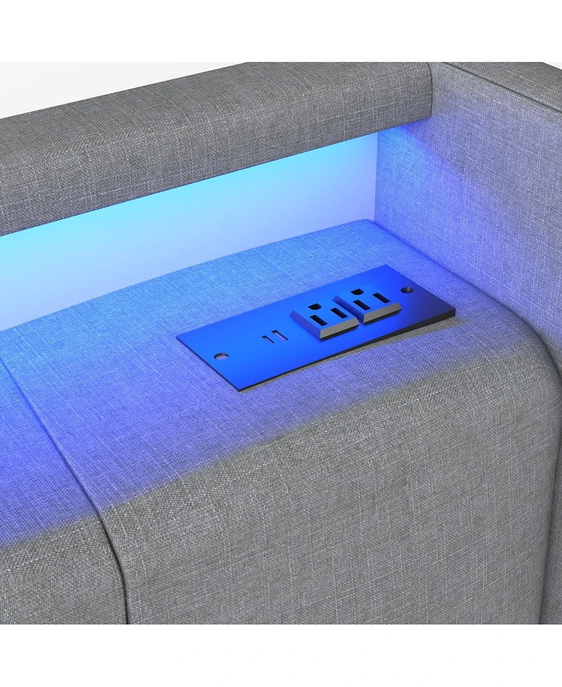Streamdale Furniture King Size Led Storage Bed Frame with 4 Drawers and Charging Station