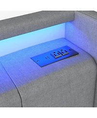 Streamdale Furniture King Size Led Storage Bed Frame with 4 Drawers and Charging Station