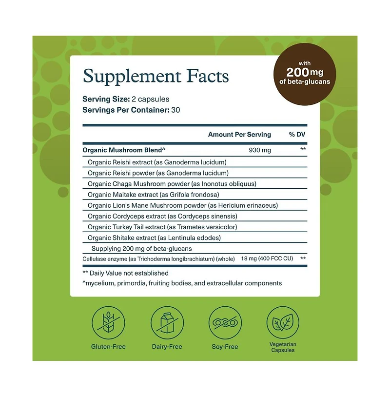 Youtheory Mushroom Immune Complex Immune Support Supplement 60 Vegetarian Capsules