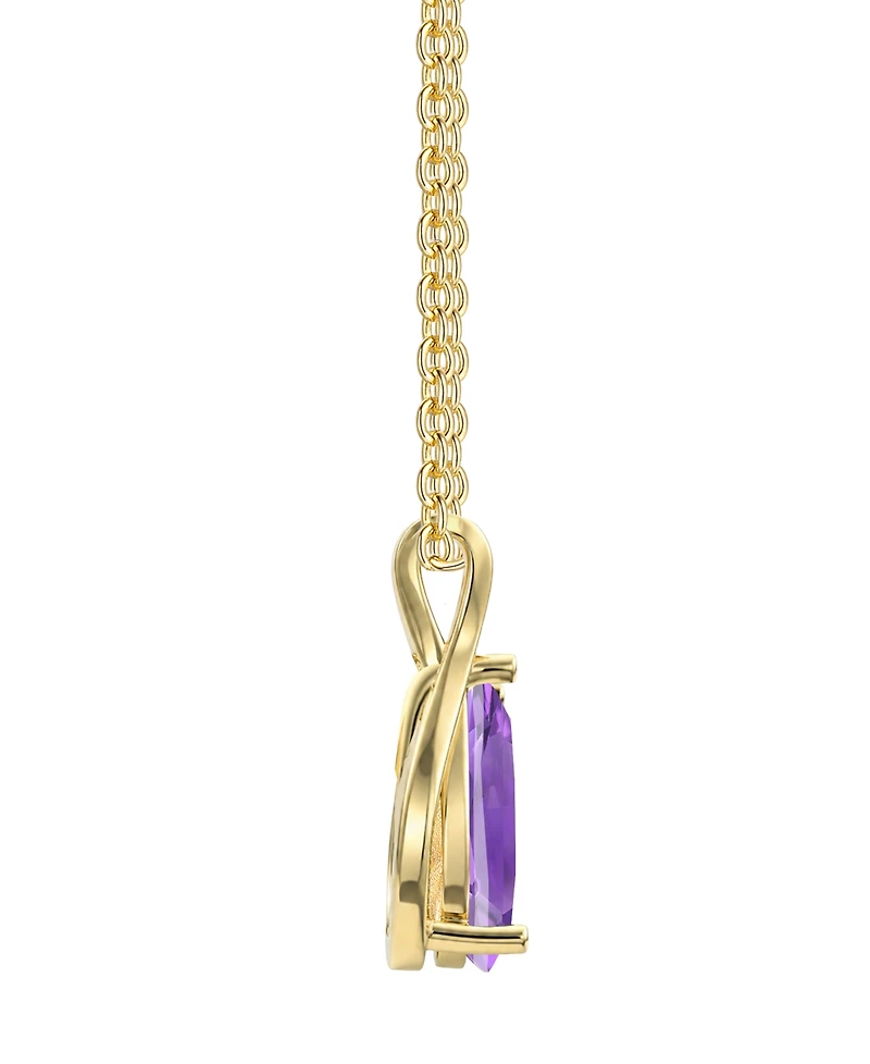 Amethyst (1 ct. t.w.) & Diamond Accent (0.04 ct. t.w.) Pendant Necklace in 14k Yellow Gold, Macy's Exclusive