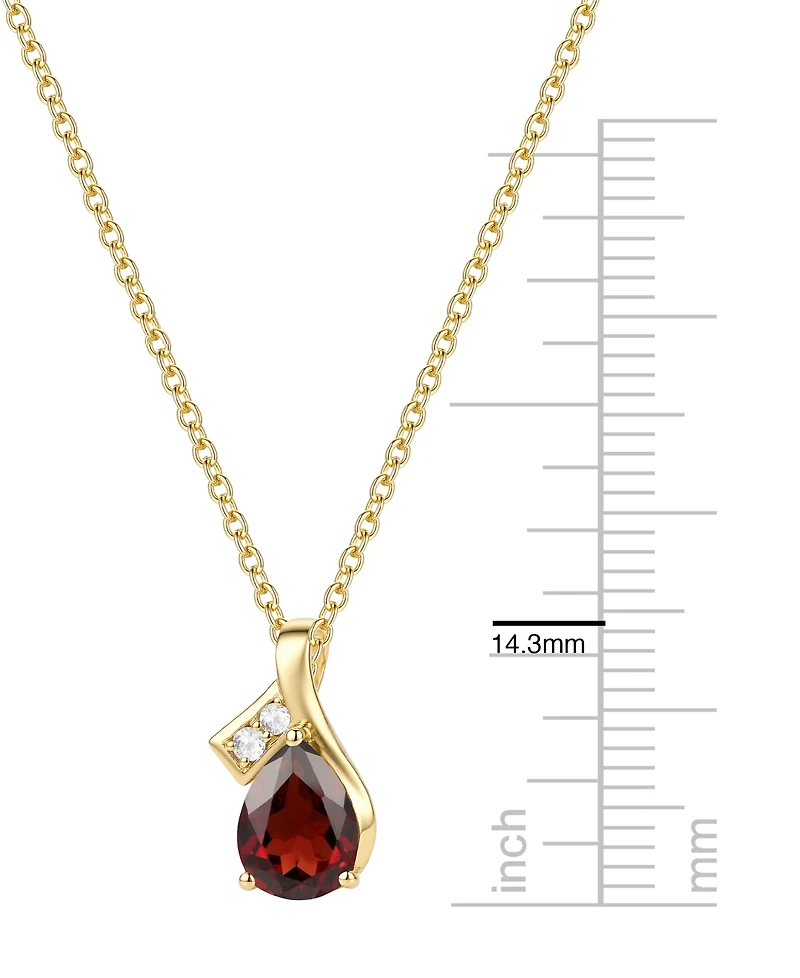 Macy's Garnet (1-1/5 ct. t.w.) & Diamond Accent (0.04 ct. t.w.) Pendant Necklace in 14k Yellow Gold