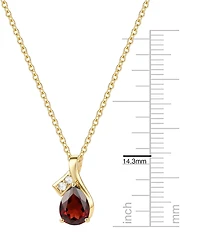 Macy's Garnet (1-1/5 ct. t.w.) & Diamond Accent (0.04 ct. t.w.) Pendant Necklace in 14k Yellow Gold
