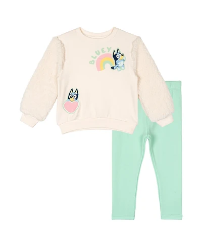Bluey Toddler Girls 2T-4T 2-Piece Fleece Sweatshirt and Leggings Set