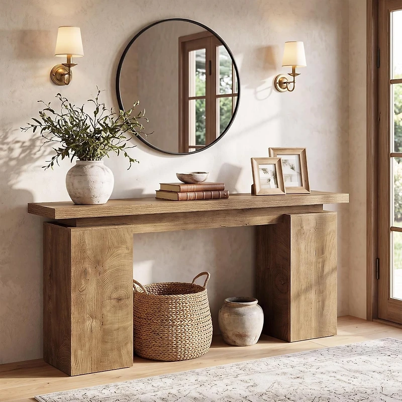 Tribesigns 63-Inch Entryway Table, Narrow Console Table, Light Brown