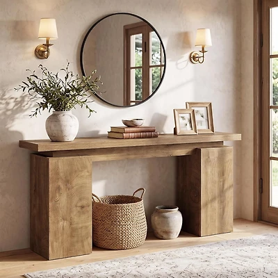 Tribesigns 63-Inch Entryway Table, Narrow Console Table, Light Brown