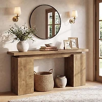 Tribesigns 63-Inch Entryway Table, Narrow Console Table, Light Brown