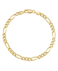 Italian Silver Solid Figaro Chain Bracelet in 18k Gold-Plated Sterling Silver