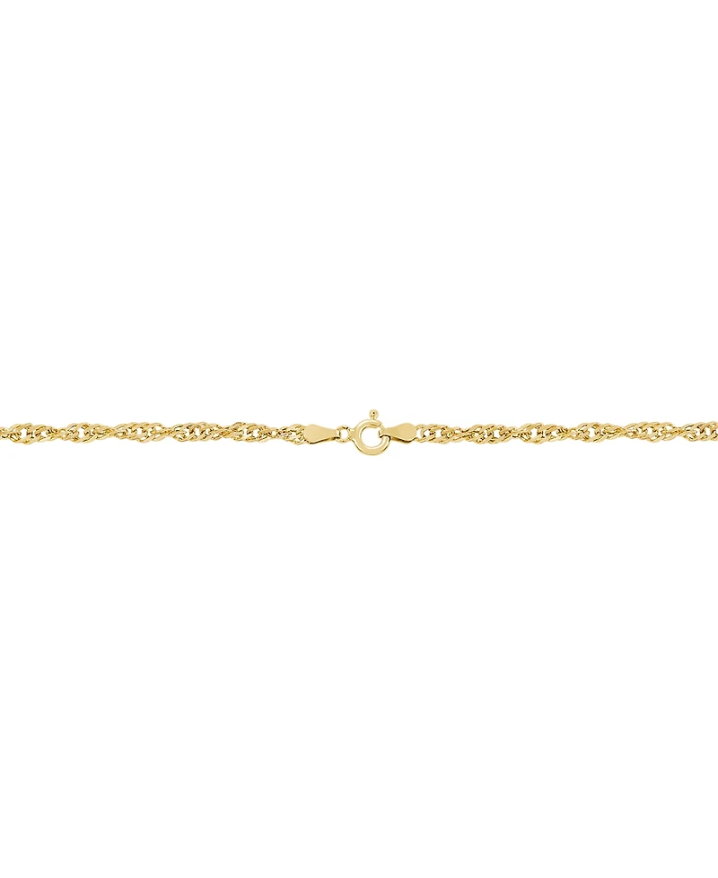 Italian Silver Solid Singapore Chain Necklace in 18k Gold-Plated Sterling Silver