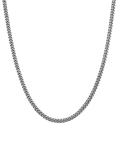 Italian Silver Solid Cuban Chain Necklace in Sterling Silver