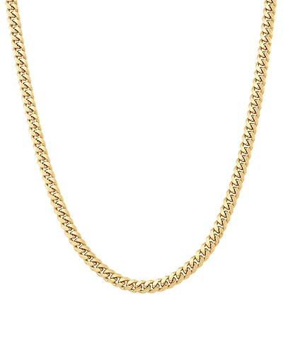 Italian Silver Solid Cuban Chain Necklace in 18k Gold-Plated Sterling Silver
