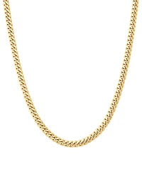 Italian Silver Solid Cuban Chain Necklace in 18k Gold-Plated Sterling Silver