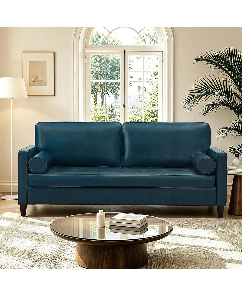 Streamdale Furniture Classic Tufted Faux Sofa with Wood Legs