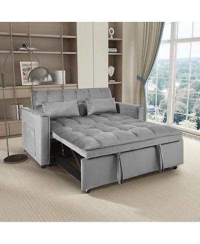 Streamdale Furniture Velvet Convertible Sleeper Sofa Bed with Metal Frame and Storage