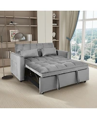 Streamdale Furniture Velvet Convertible Sleeper Sofa Bed with Metal Frame and Storage