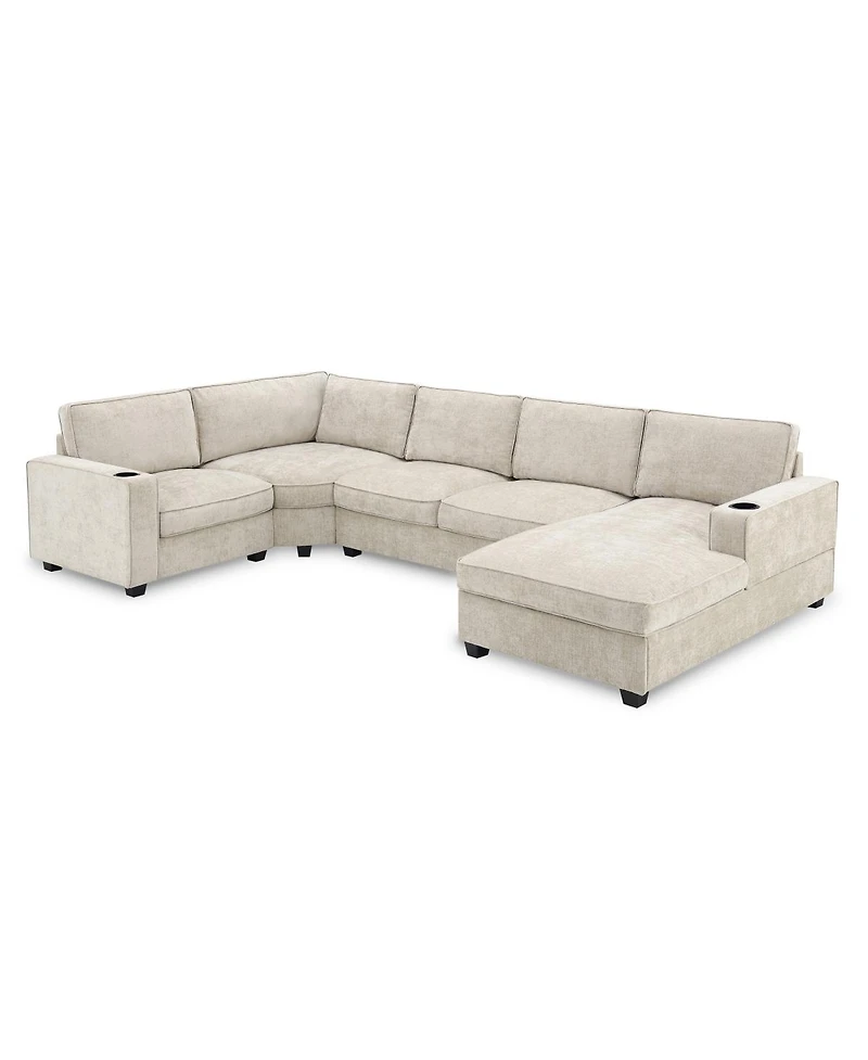 Streamdale Furniture 117.5" 6-Seat U-Shaped Chenille Sectional Sofa with Cup Holders and Chaise