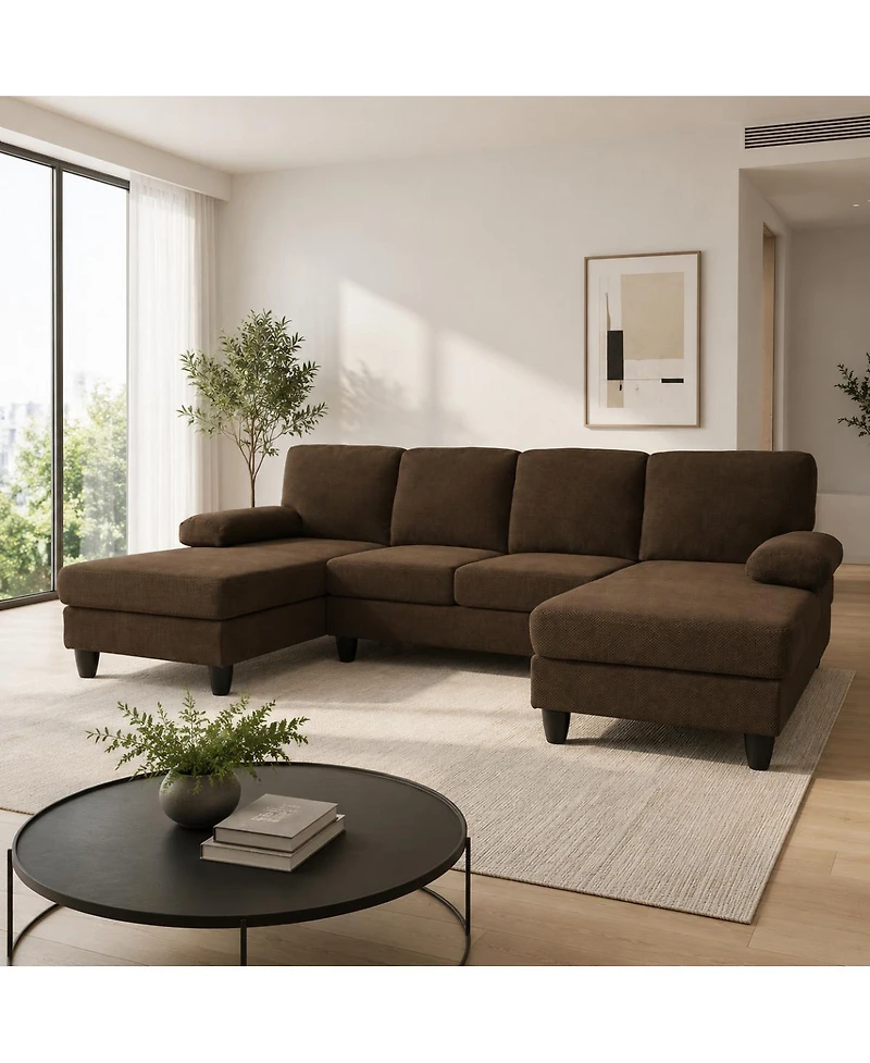 Streamdale Furniture U-Shaped Dual Chaise Sofa with Upholstered Armrests