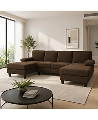 Streamdale Furniture U-Shaped Dual Chaise Sofa with Upholstered Armrests