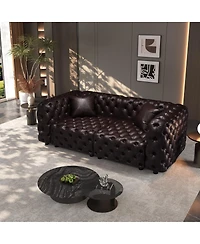 Streamdale Furniture 77" Modern Faux Leather Modular 2-Seater Sectional Sofa with Pillows