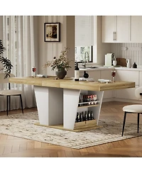 Streamdale Furniture Rustic Extendable Dining Table with Storage Shelves