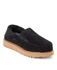 Dearfoams Women's Suede Water Resistant Sport Knit Loafer Slippers