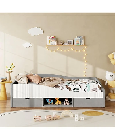 Streamdale Furniture Twin Size Upholstered Daybed Frame with 2 Storage Drawers