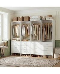 24" 4PC Freestanding Closet Organizer System with Hanging Rods and Drawers