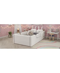 Streamdale Furniture Twin Upholstered Platform Bed with Rabbit Cushion and Removable Rails