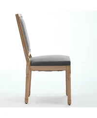 Flynama Set of 2 French Louis Square Back Carved Solid Wood Dining Chairs, Antique Painted Frame 300 Lbs Load