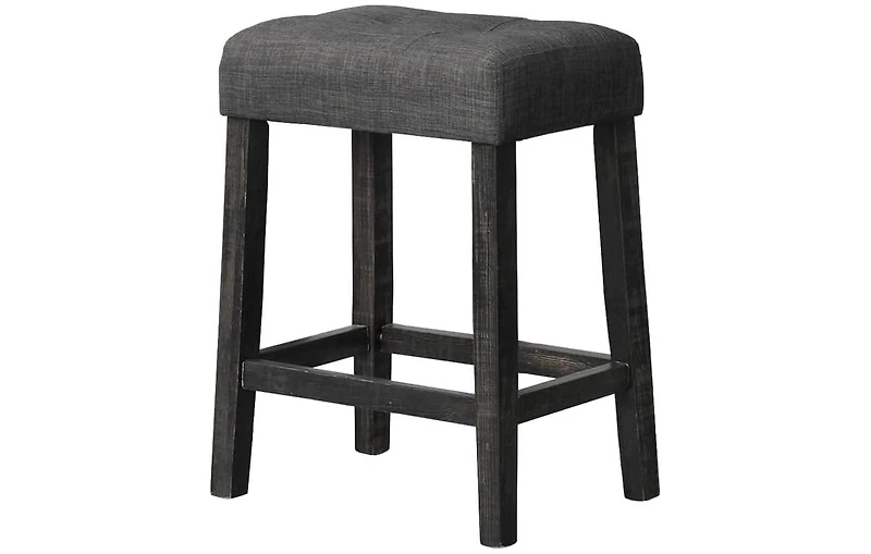 Flynama 3-Piece Counter Height Dining Set, Solid Wood Table with Outlet and 2 Tufted Linen Stools