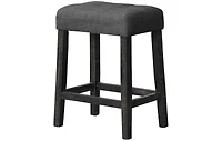 Flynama 3-Piece Counter Height Dining Set, Solid Wood Table with Outlet and 2 Tufted Linen Stools