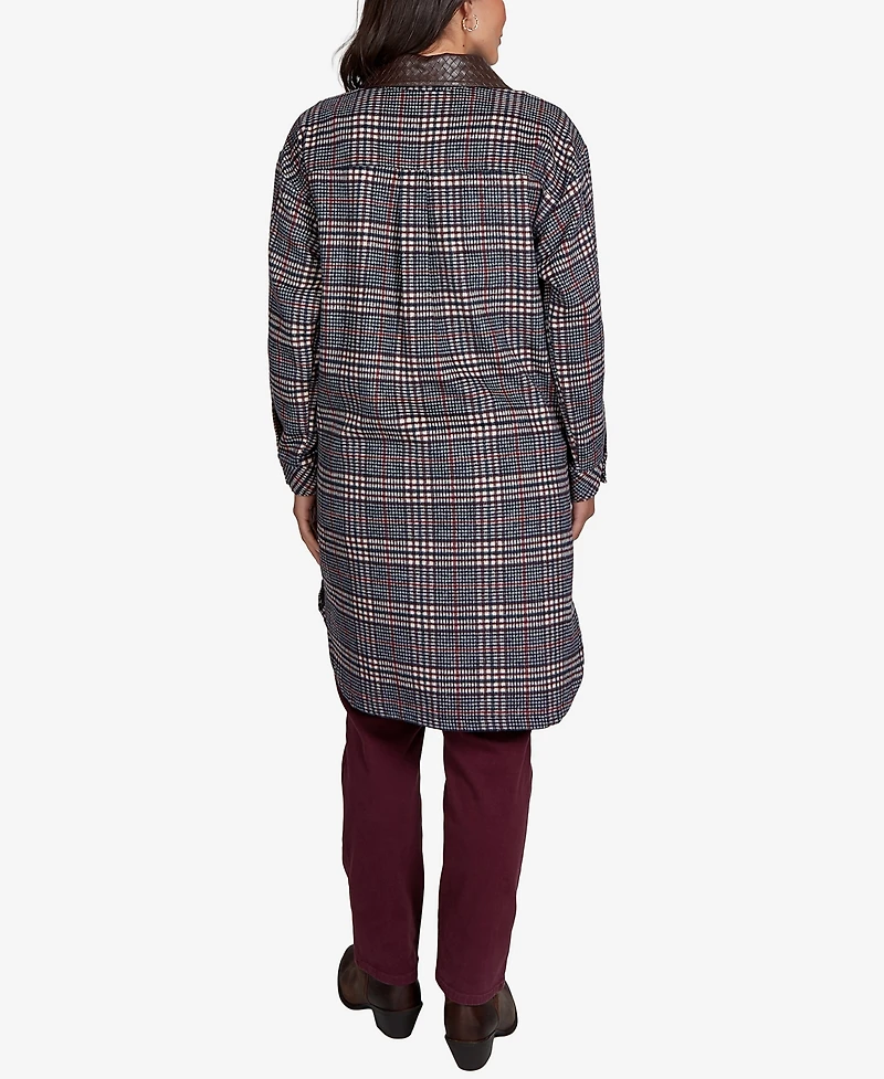 Ruby Rd. Petite Brushed Plaid Mid-Length Shirt Jacket