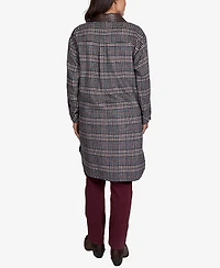 Ruby Rd. Petite Brushed Plaid Mid-Length Shirt Jacket