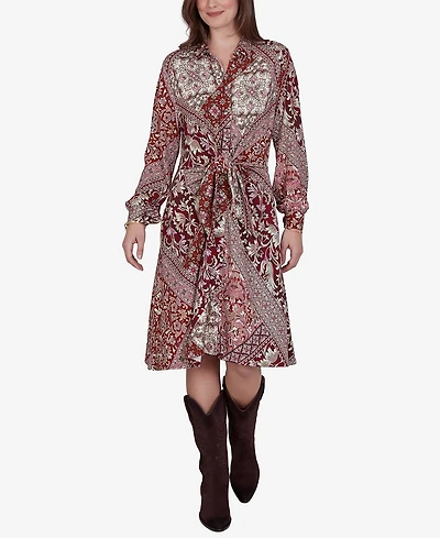 Ruby Rd. Petite Victorian Long-Sleeve Floral Midi Dress