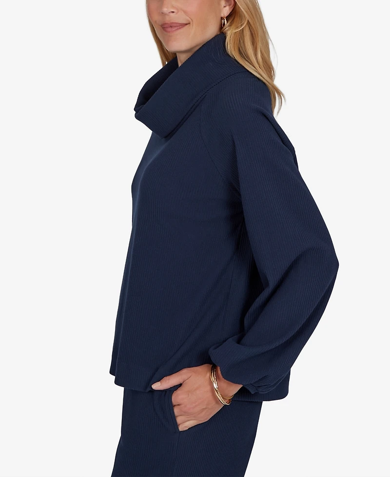 Ruby Rd. Petite Cowl Neck Ribbed Top