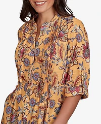 Ruby Rd. Petite Vines Henley 3/4-Sleeve Button-Front Top