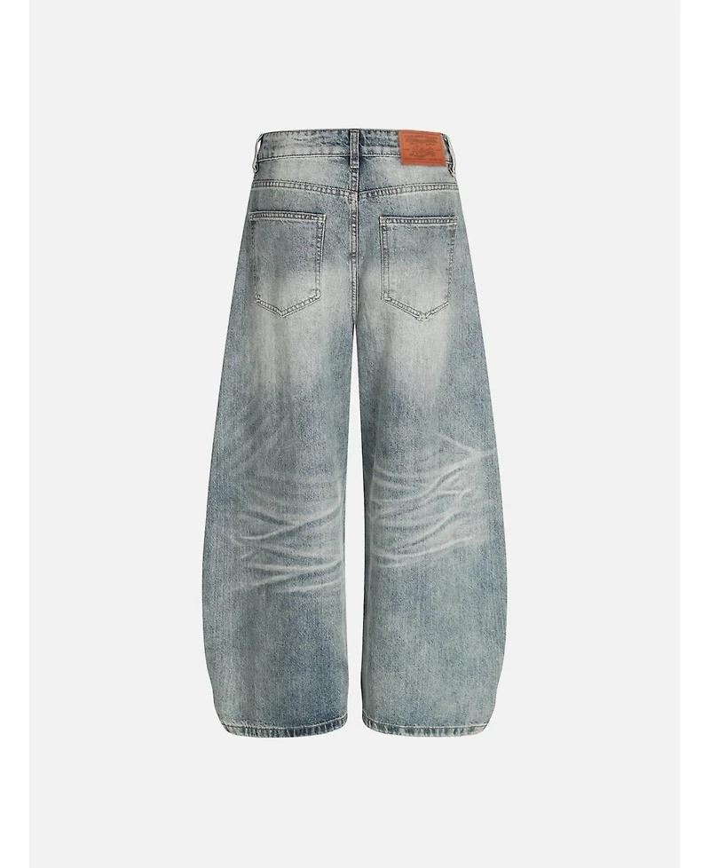 Aelfric Eden Women's Baggy Barrel High-Rise Wide-Leg Washed Jeans